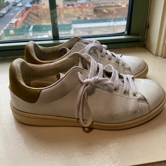 Isabel Marant White and Yellow Bart Low-top Sneakers Size 38 Retail $420. - Picture 4 of 10